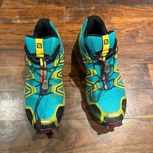 Salomon Athletic Shoes - Teal and Yellow